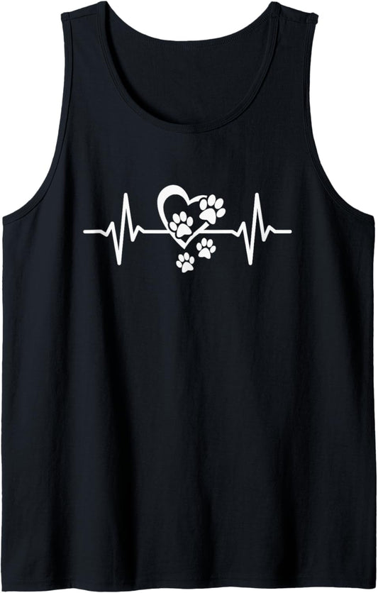 Dog Paw Print Heartbeat Dog Mom Paw Dog Lover Tank Top