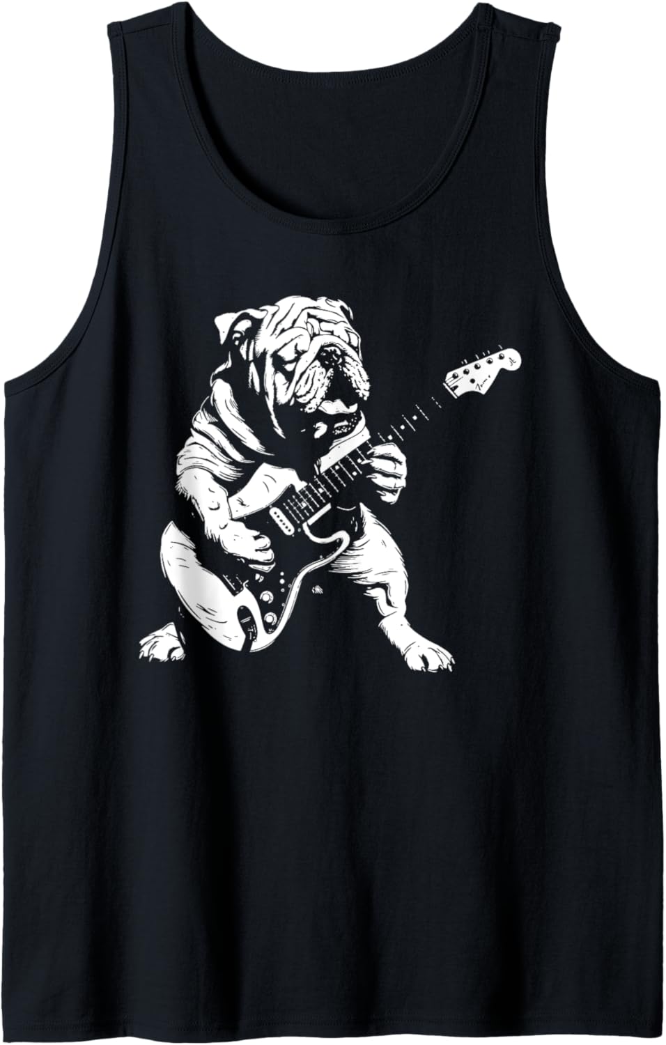 Dog Guitarist Guitar - English Bulldog Dad Mom Tank Top