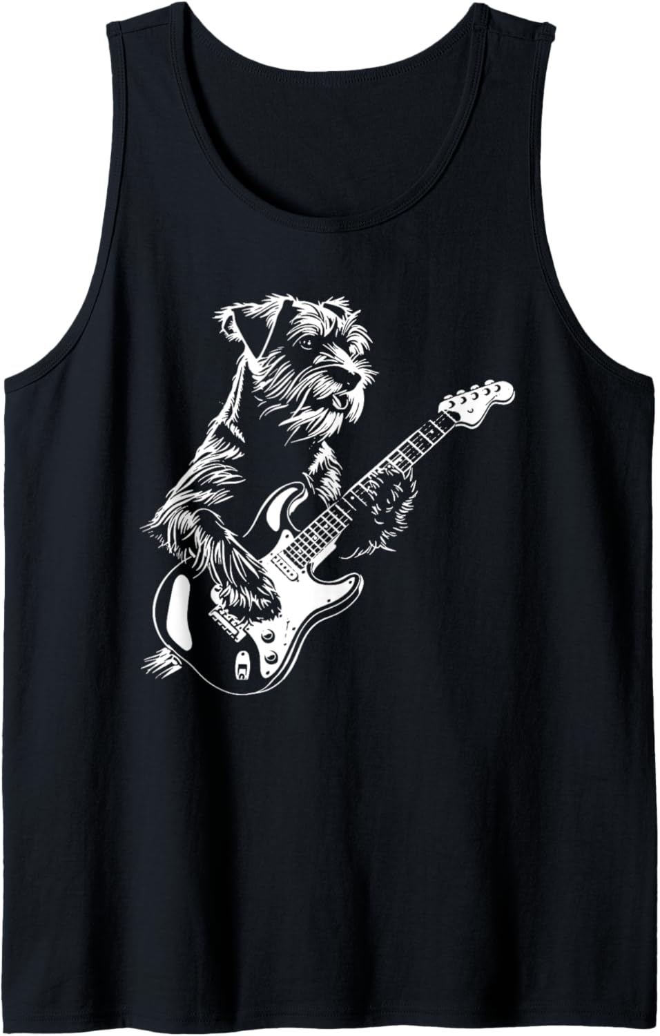 Dog Guitarist Guitar - Schnauzer Dad Mom Tank Top