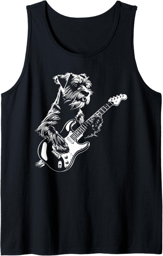 Dog Guitarist Guitar - Schnauzer Dad Mom Tank Top