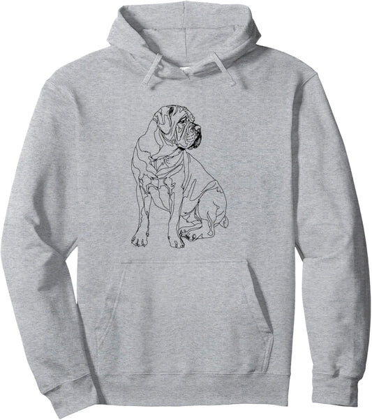 English Mastiff Dog Line Art Minimalist Mom Dad Pullover Hoodie