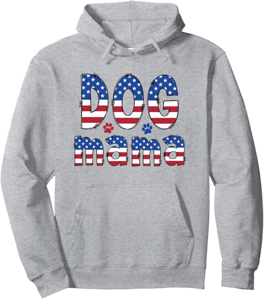 Dog Mama Patriotic 4th of July Dog Mom Fur Mama Women's Pullover Hoodie
