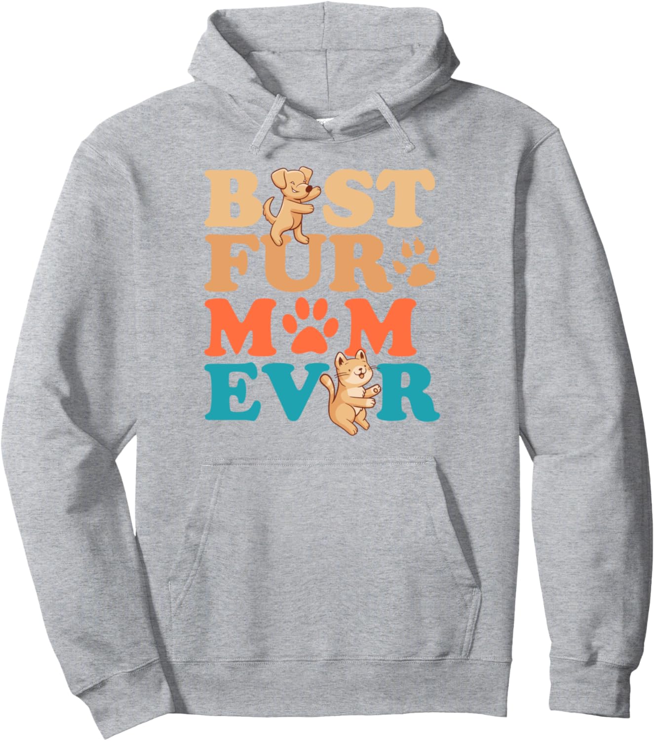 Dog Mom and Cat Mom Mothers Day Cat Dog Lover Fur Mom Mama Pullover Hoodie