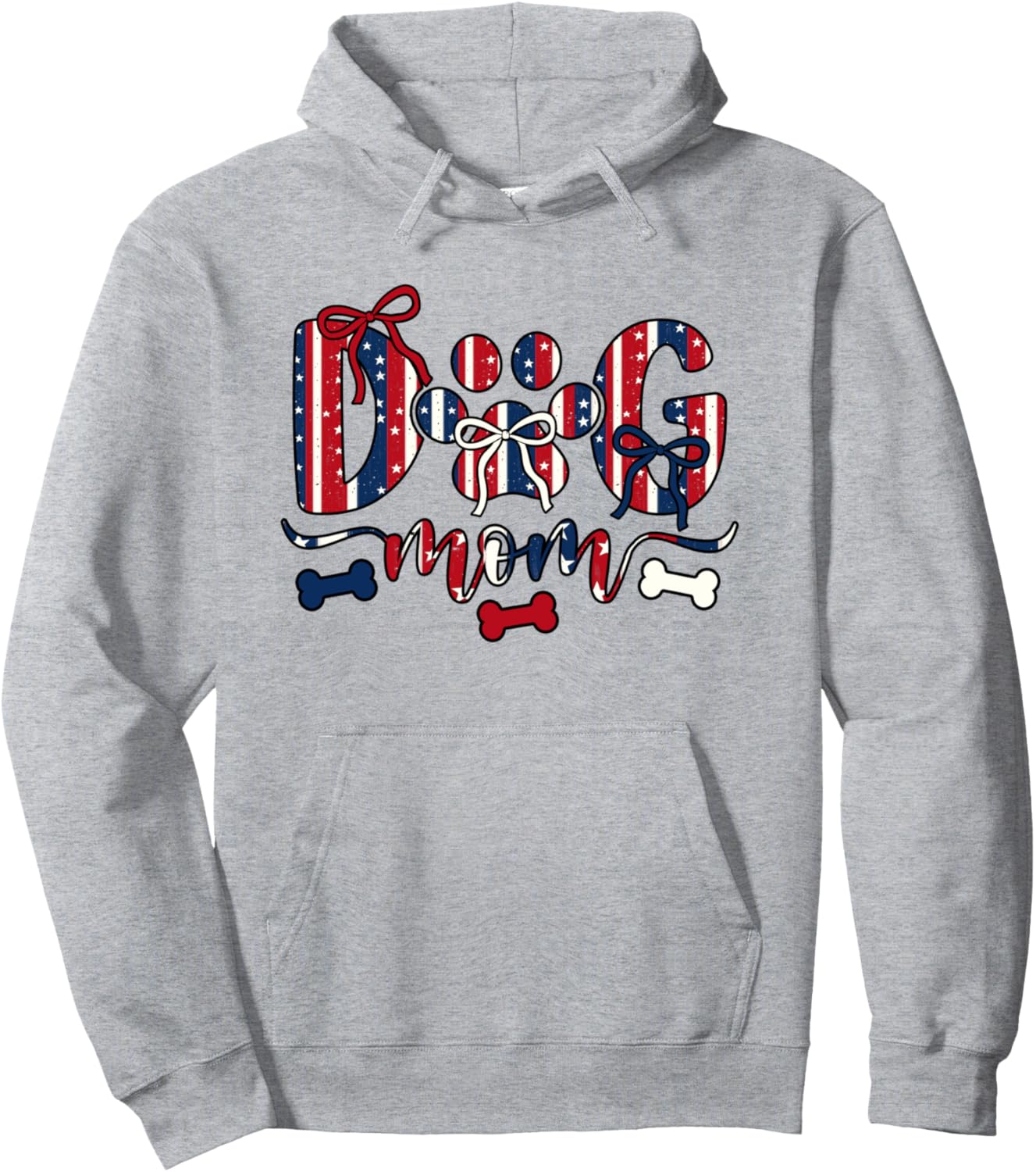 Dog Mom Fur Mama 4th of July Coquette Bows Trendy America Pullover Hoodie