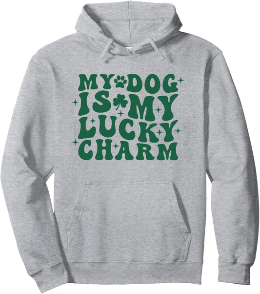 Dog Mom or Dog Dad St Patrick's Day Irish Shamrock Groovy Pullover Hoodie