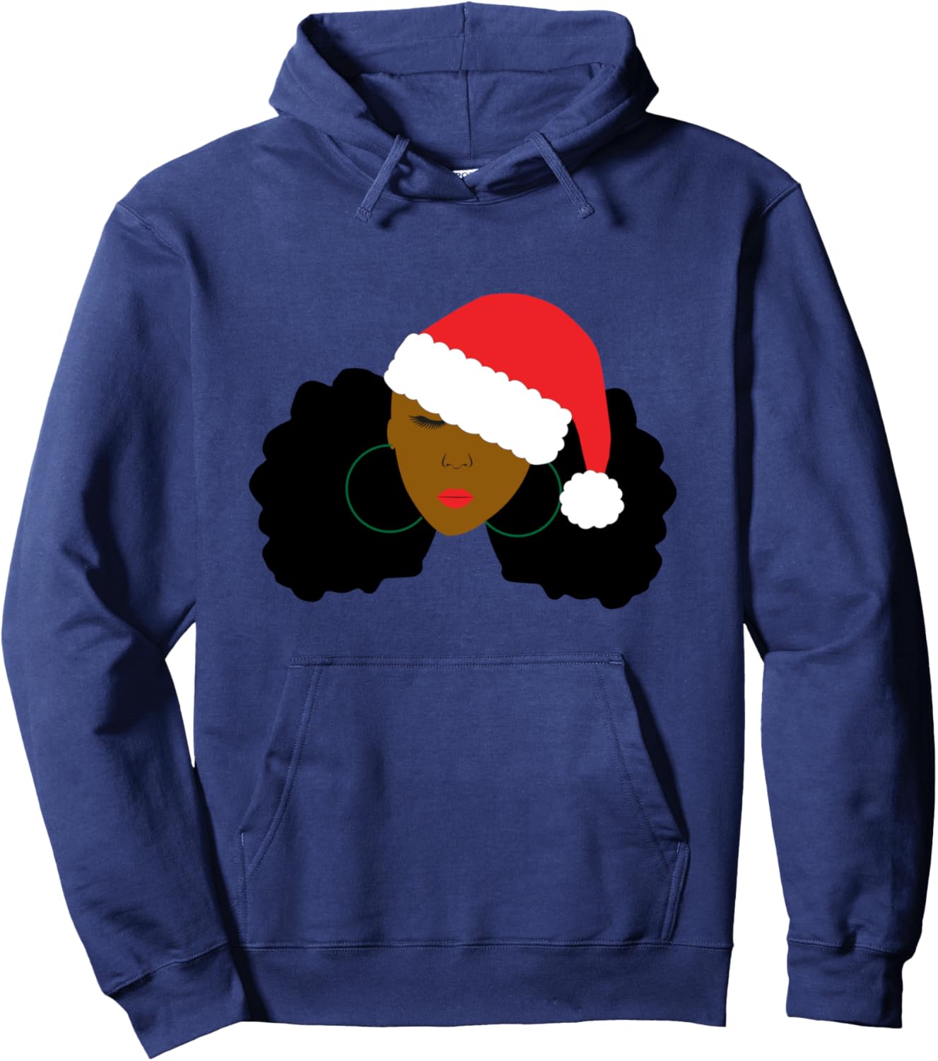 Afro Puff Girl Santa Hat Natural Hair Christmas Hoodie