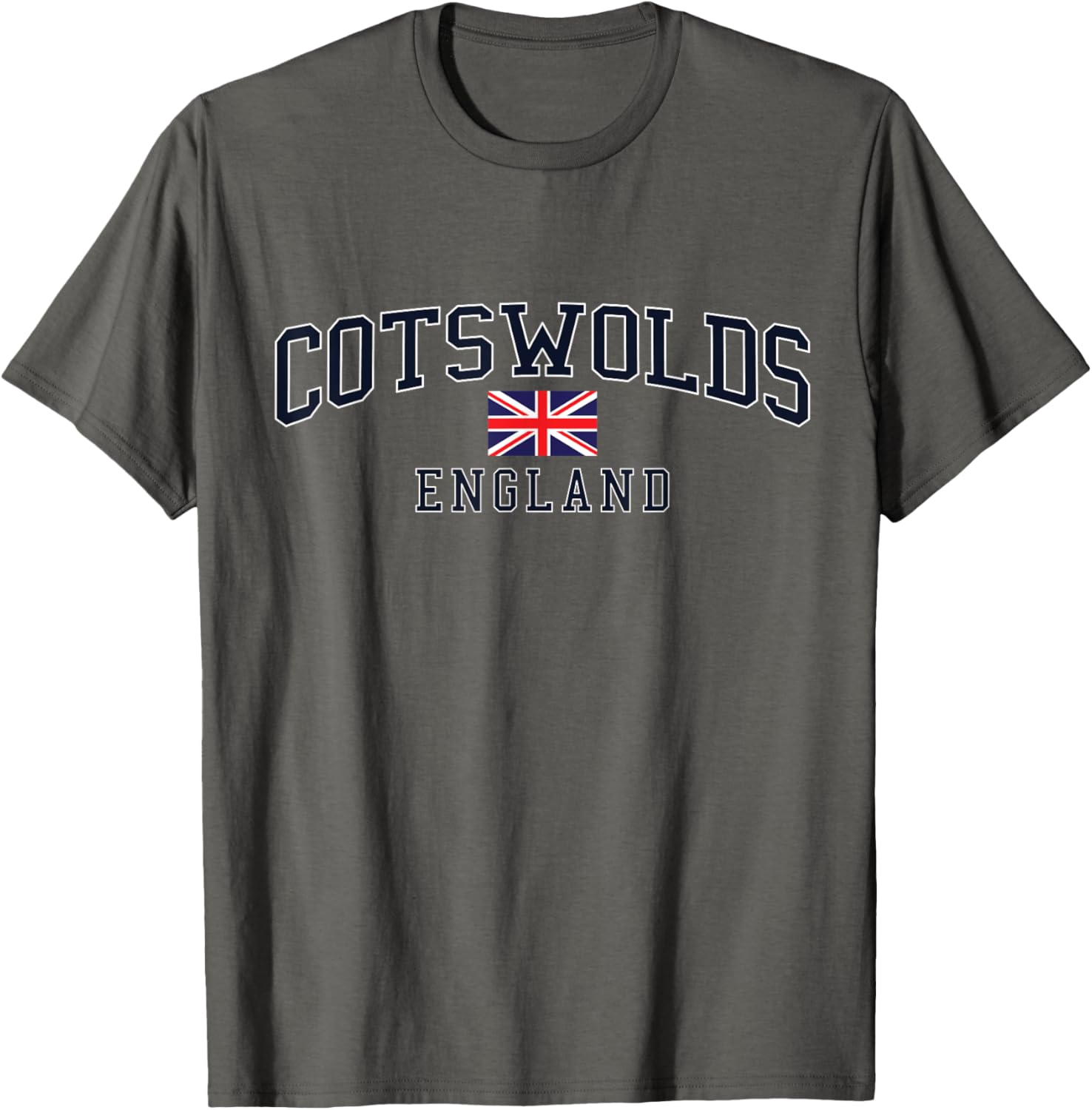 English Countryside Tee Designs Cotswolds England United Kingdom Flag T-Shirt - Women's Grey Small Modern Flag Christmas T-Shirt