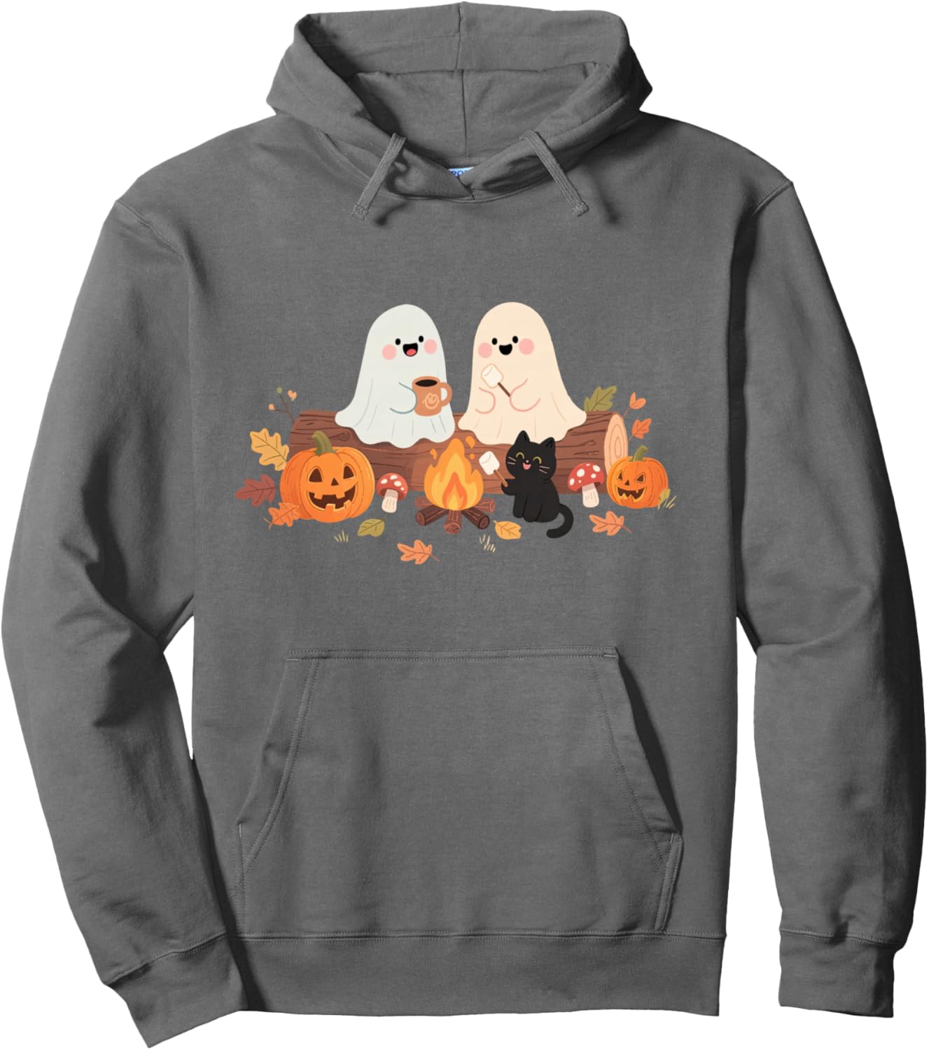 Fall Camping Ghost Halloween S'more Spooky Season Campfire Pullover Hoodie