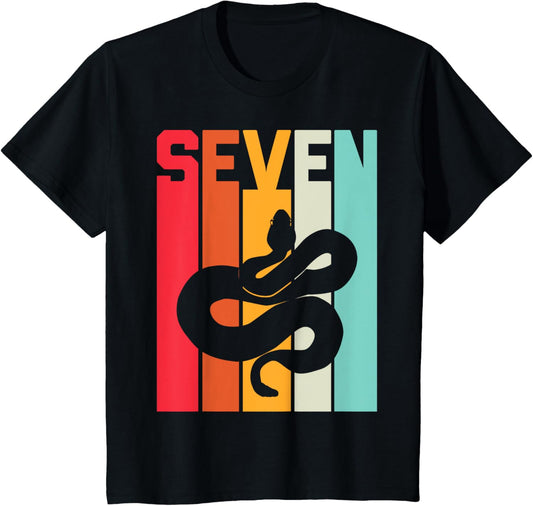 7th Birthday Vintage Snake Lover Pet Reptile 7 Years Old T-Shirt