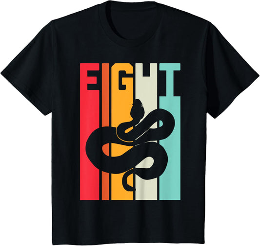 8th Birthday Vintage Snake Lover Pet Reptile 8 Years Old T-Shirt
