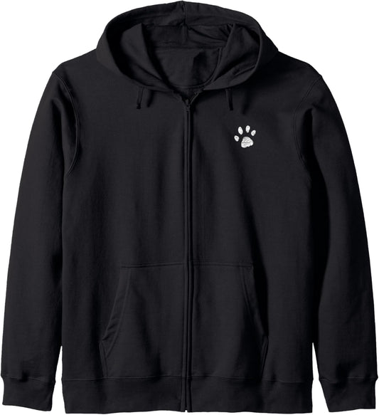 Dog Mom Hoodie | Left Chest Paw Print Women Men Dog Lover Zip Hoodie