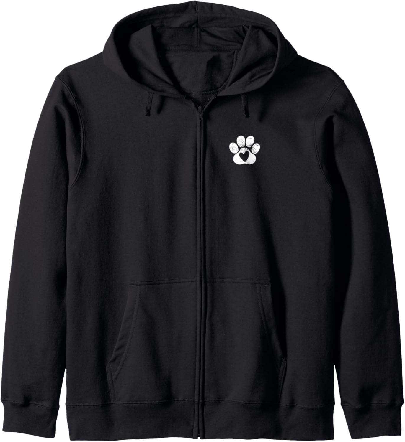 Dog Mom - Distressed Paw Heart Mom Life Dog - Cute Zip Hoodie