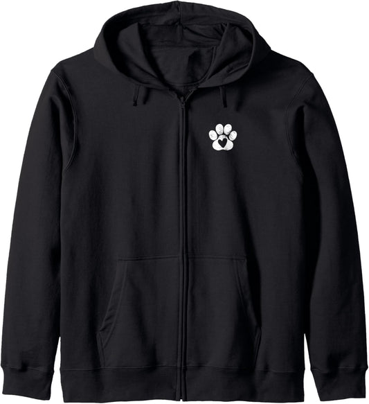 Dog Mom - Distressed Paw Heart Mom Life Dog - Cute Zip Hoodie