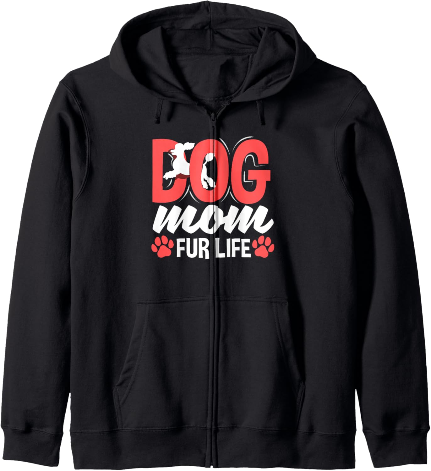 Dog Mom Fur Life Mothers Day For Women Wife Dogs Zip Hoodie