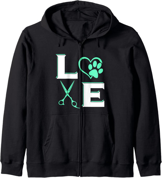 DOG Pet Grooming Stylist Cute Groomer Vet Tech Birthday Zip Hoodie