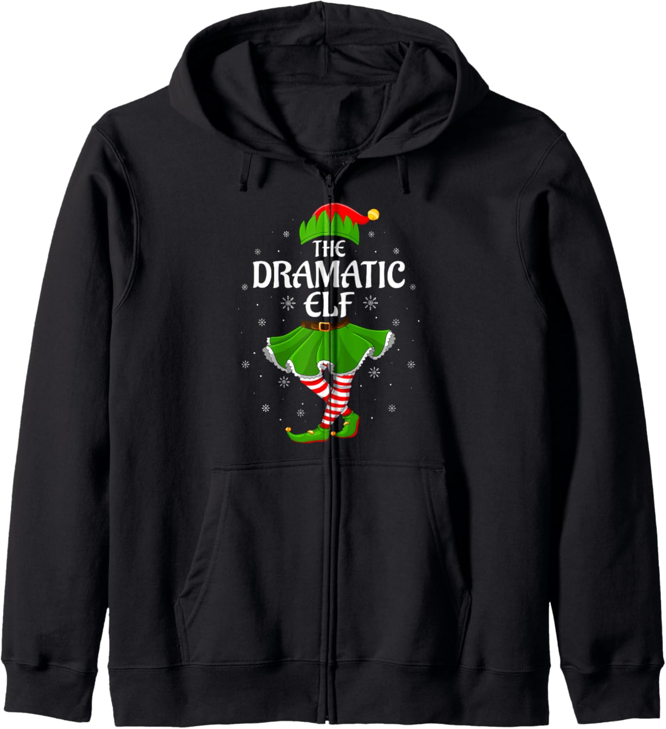 Dramatic Elf Christmas Family Girls Women Elf Squad Xmas Zip Hoodie