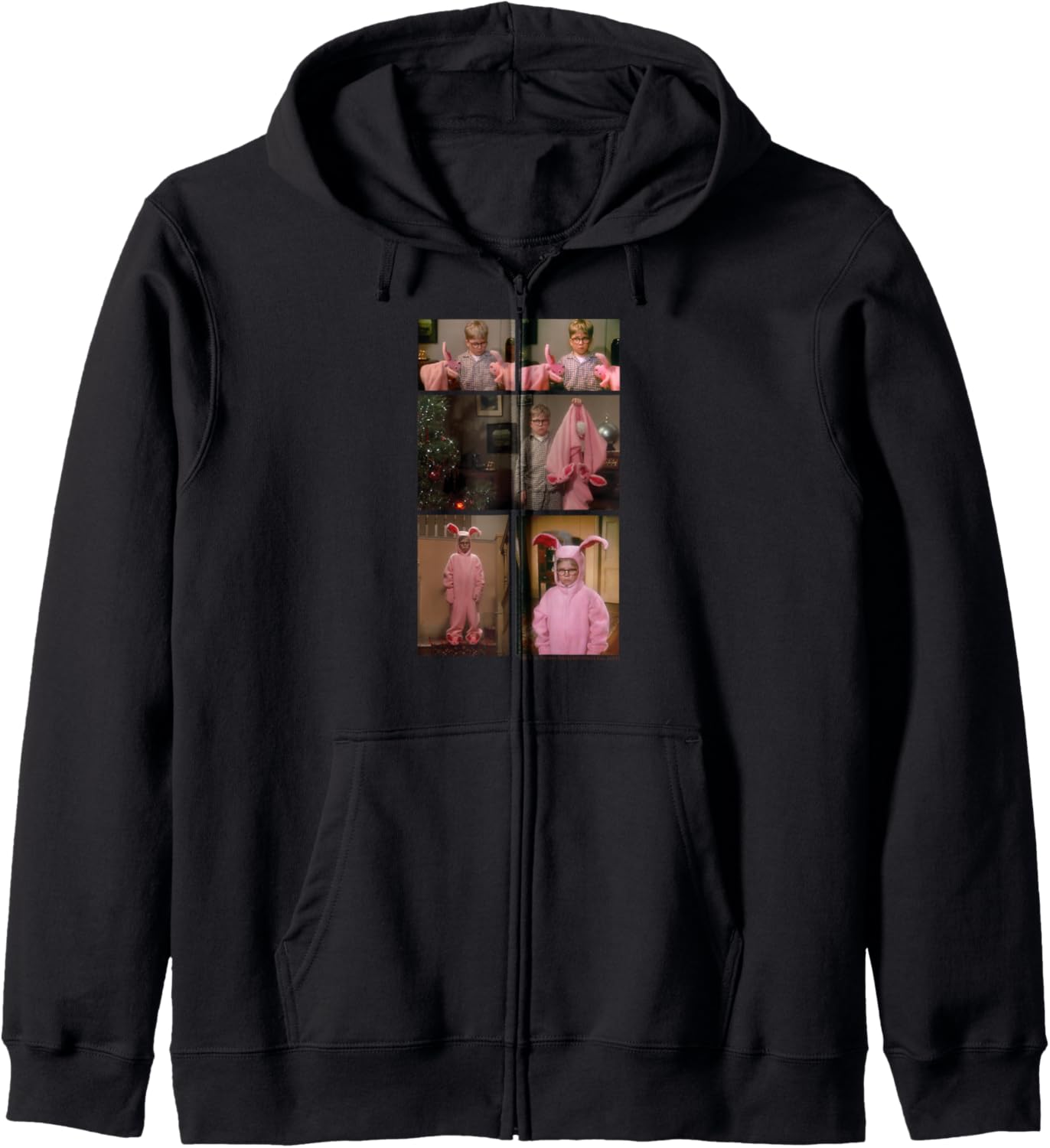 A Christmas Story Ralphie Bunny Suit Photo Collage Holiday Zip Hoodie