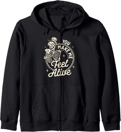 Dog Mom Fur Mama Skeleton You Makes Me Feel That Alive Zip Hoodie