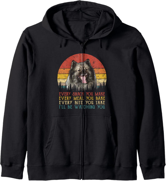 Every Snack You Make Dog Shirt Keeshond Dog Mom Dog Dad Zip Hoodie