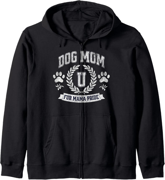 Dog Mom U Funny Puppy Owner Mothers Day Fur Mama Zip Hoodie