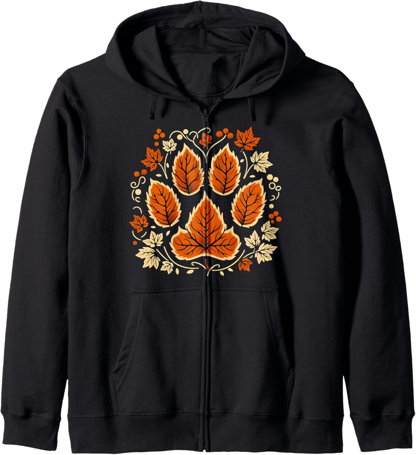 Fall Autumn Leaf Dog Paw Print Pets Puppy Owner Dogs Lover Zip Hoodie