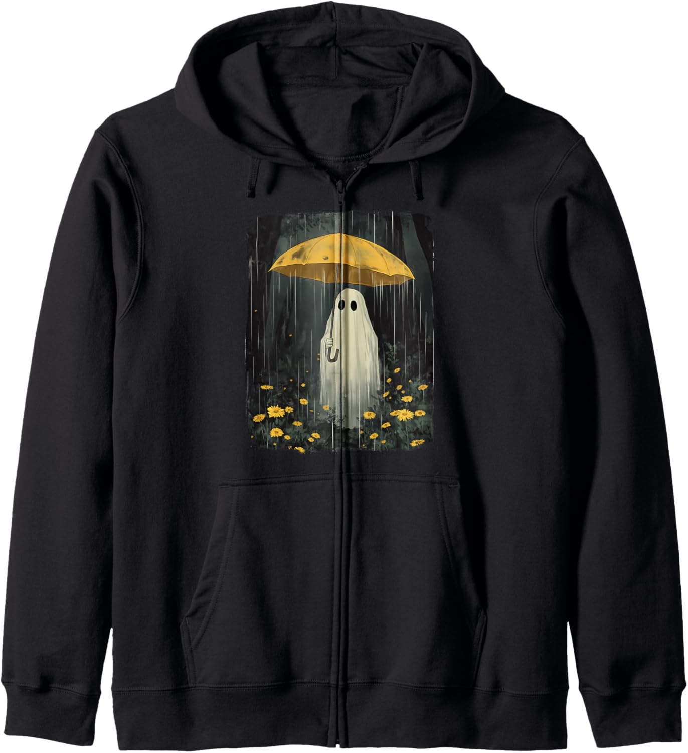 Floral Ghost Umbrella Rain Forest Spooky Season Halloween Zip Hoodie