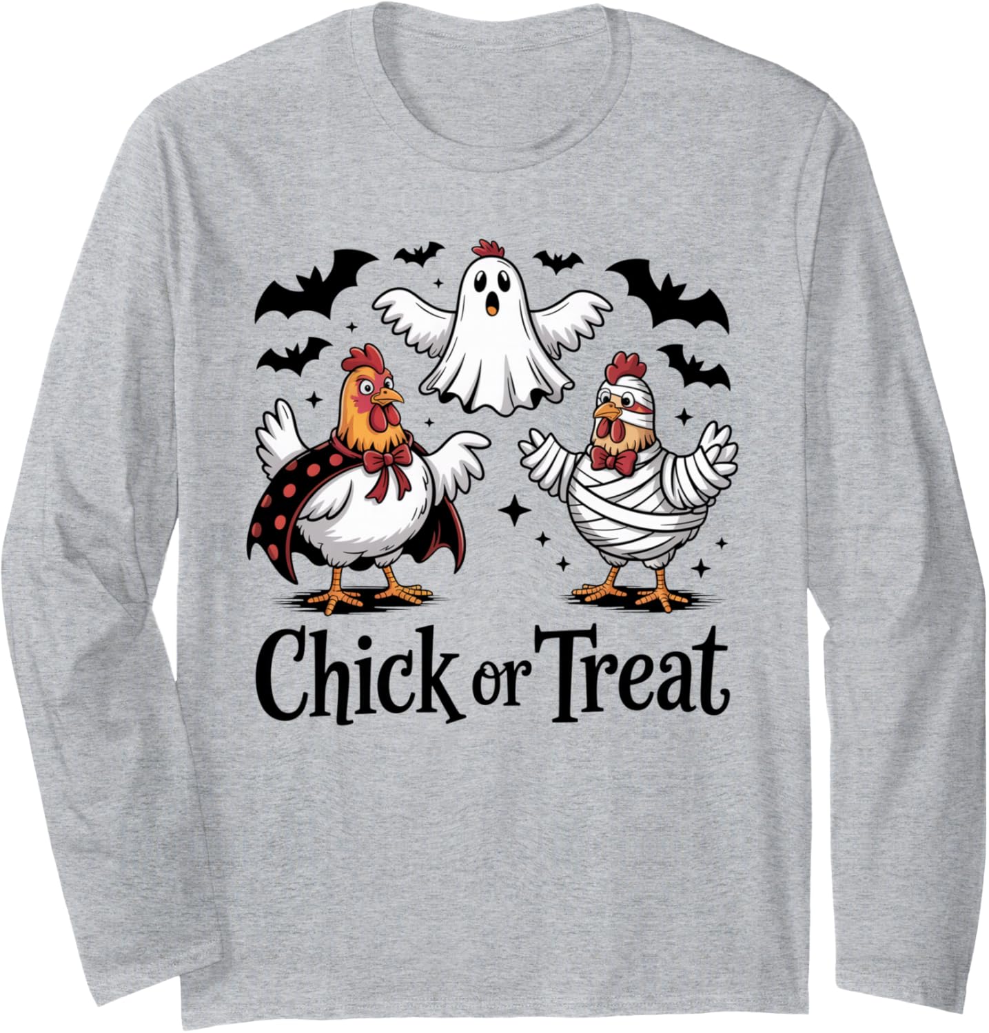 Funny Chick or Treat Halloween Spooky Season Gift Men Women Long Sleeve T-Shirt