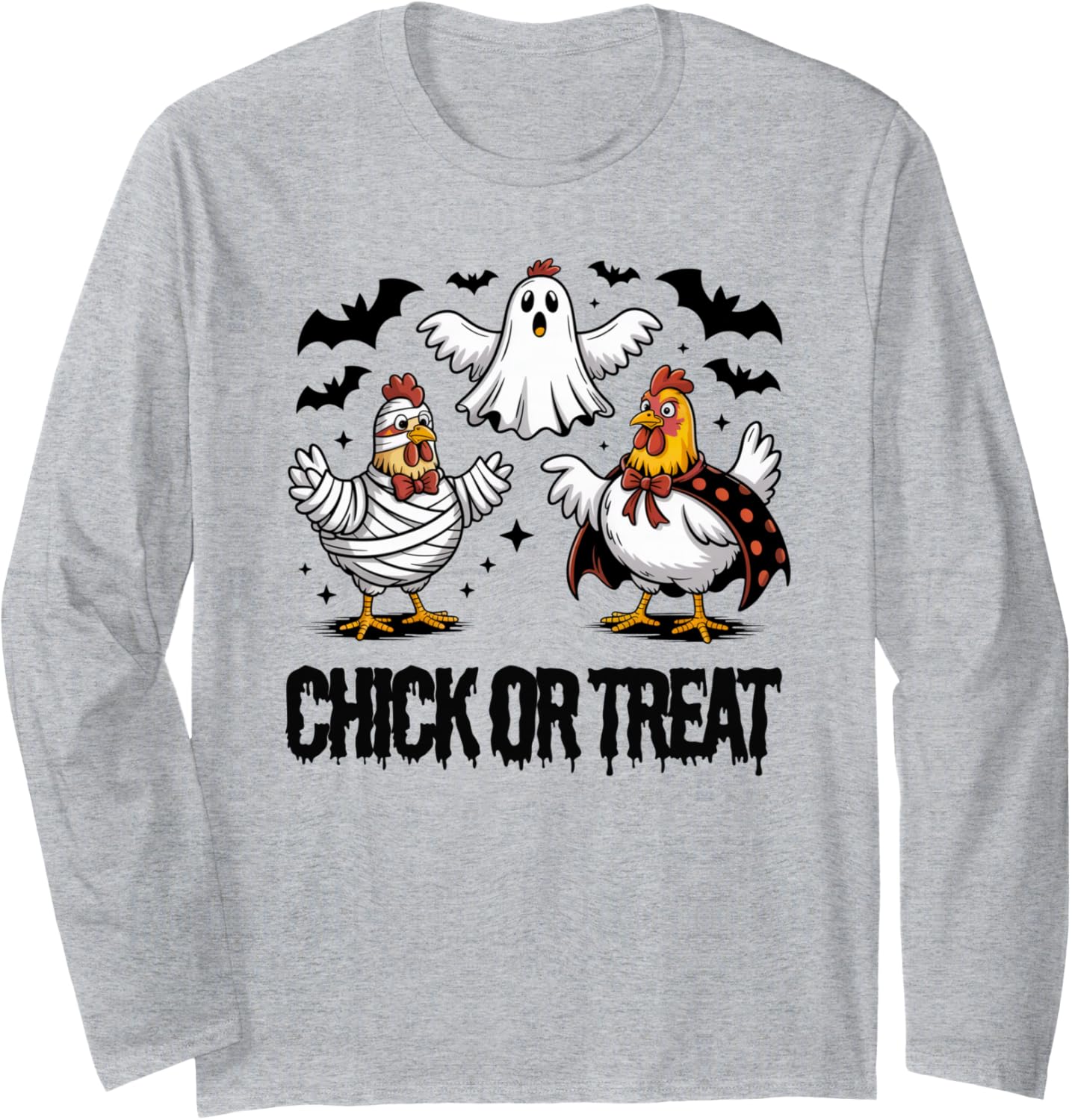 Funny Chick or Treat Halloween Spooky Season Gift Men Women Long Sleeve T-Shirt