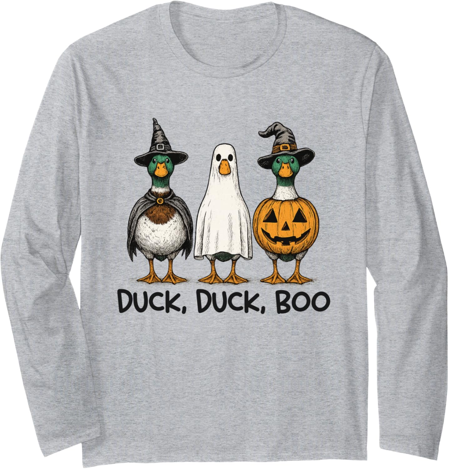 Duck Duck Boo Spooky Season Halloween Costume Duck Mallard Long Sleeve T-Shirt