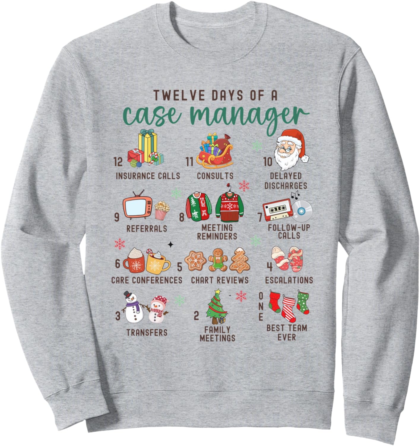 12 Days Nurse Case Management Christmas Case Manager Holiday Sweatshirt