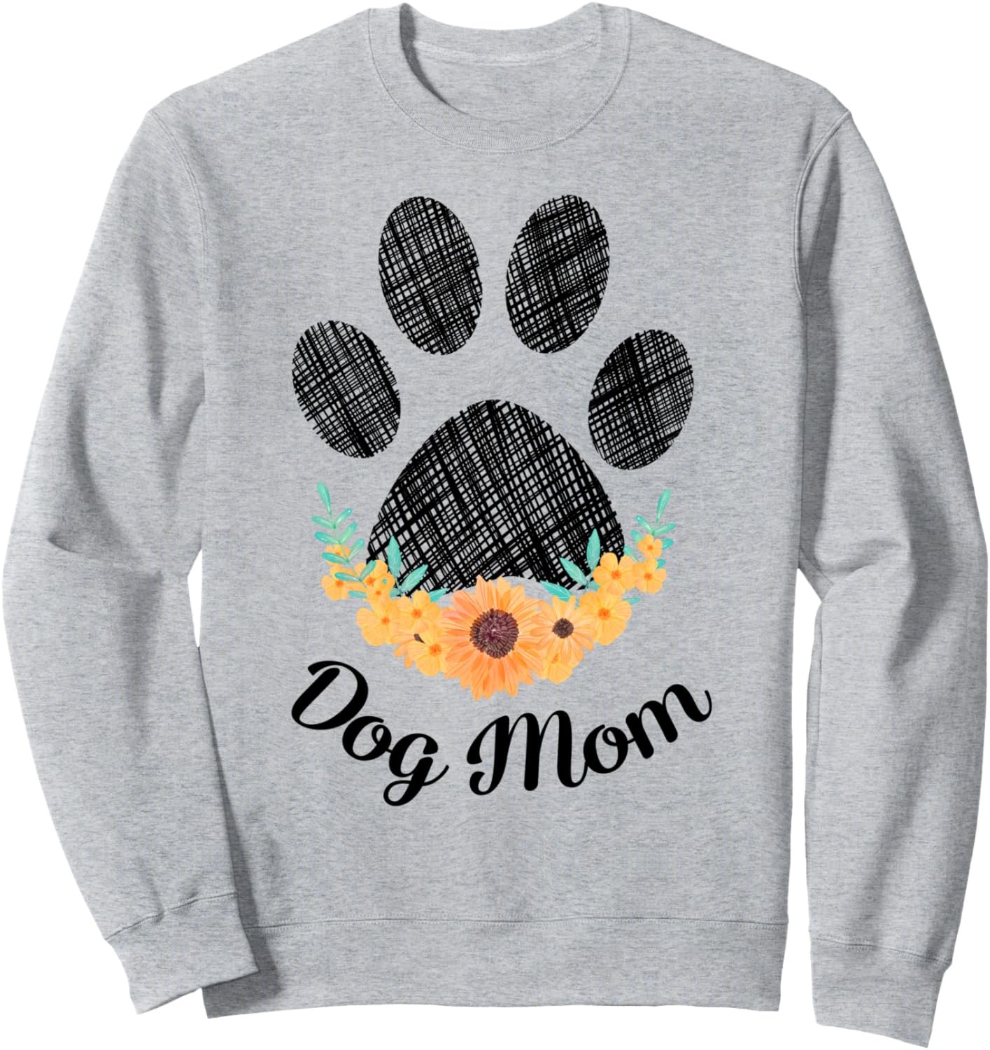 Dog Mom Love Dogs Sunflower Lover Fur Mama Pets Rescue Women Sweatshirt