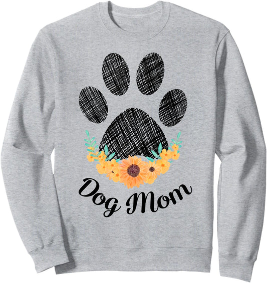Dog Mom Love Dogs Sunflower Lover Fur Mama Pets Rescue Women Sweatshirt