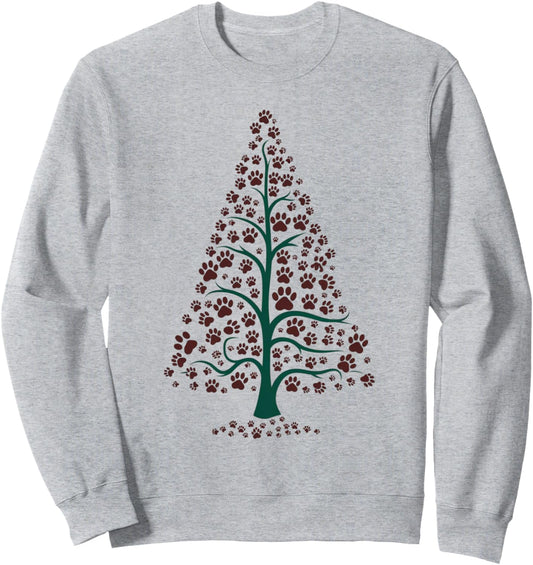 Adorable Paw Print Christmas Tree for Dog Lover at Xmas Sweatshirt