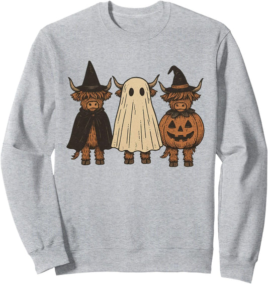 Funny Ghost Cow Halloween Cow Lover Cow Witch Spooky Season Sweatshirt