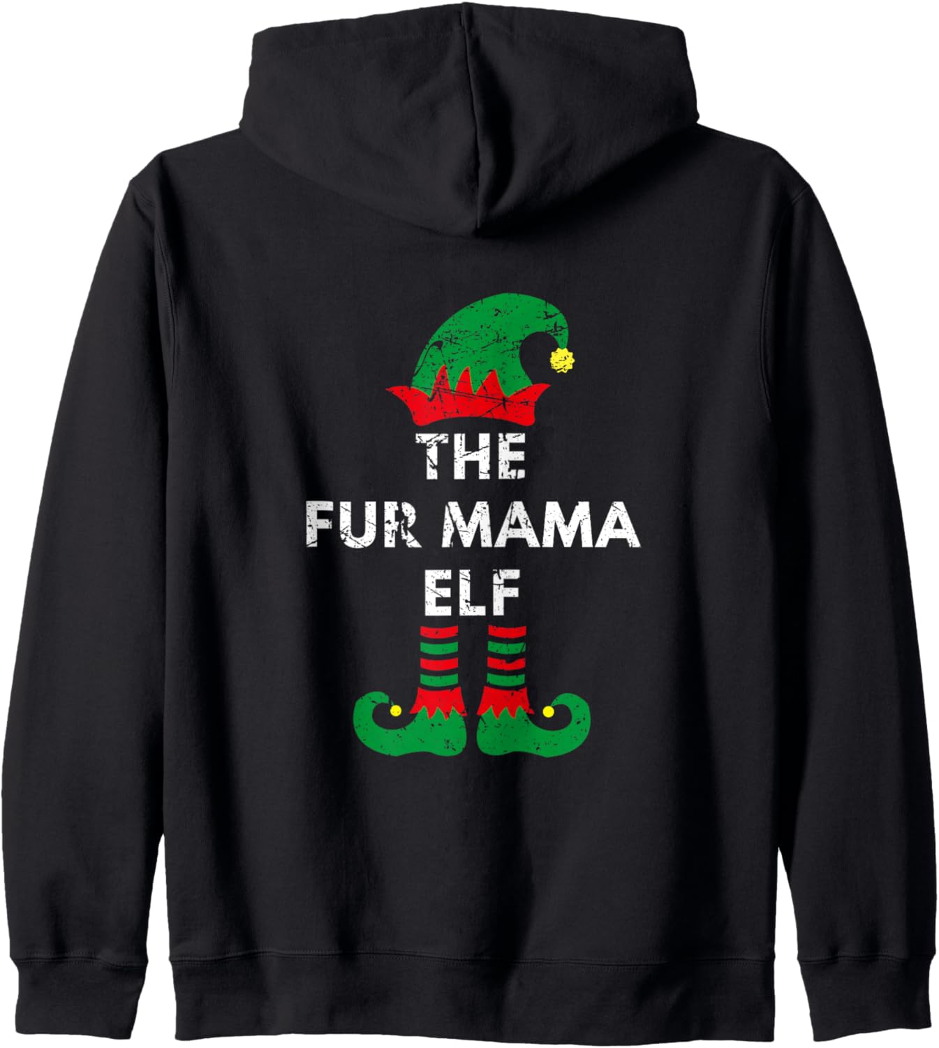 Elves The Fur Mama Elf Christmas Santa Matching Family Zip Hoodie