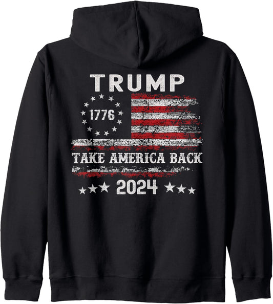 Donald Trump 2024 Take America Back Election, The Return Zip Hoodie