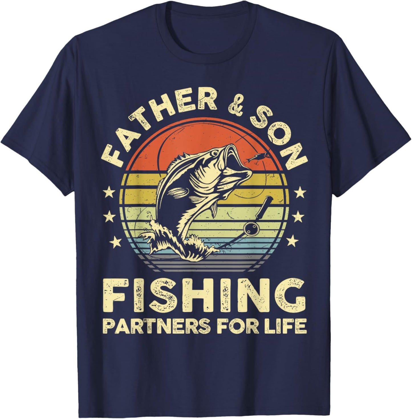 Father Son Matching Fishing Funny Bass Fish Dad Graphic T-Shirt