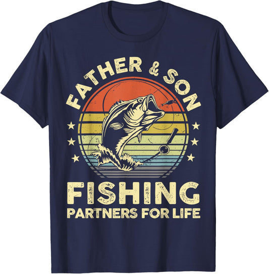 Father Son Matching Fishing Funny Bass Fish Dad Graphic T-Shirt