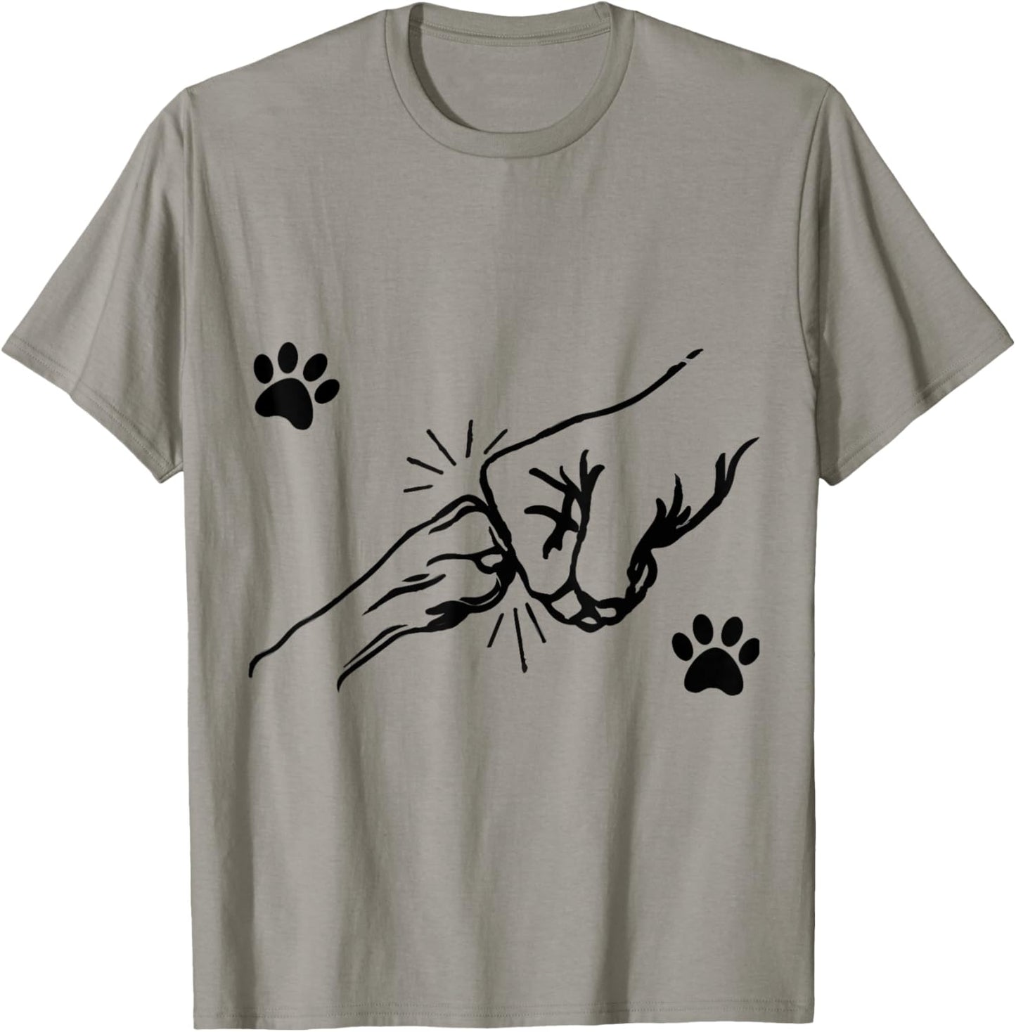 Dog Paw Fist Bump Best Friend Pet Designs Women Dog Lovers Grey Small Modern Graphic T-Shirt