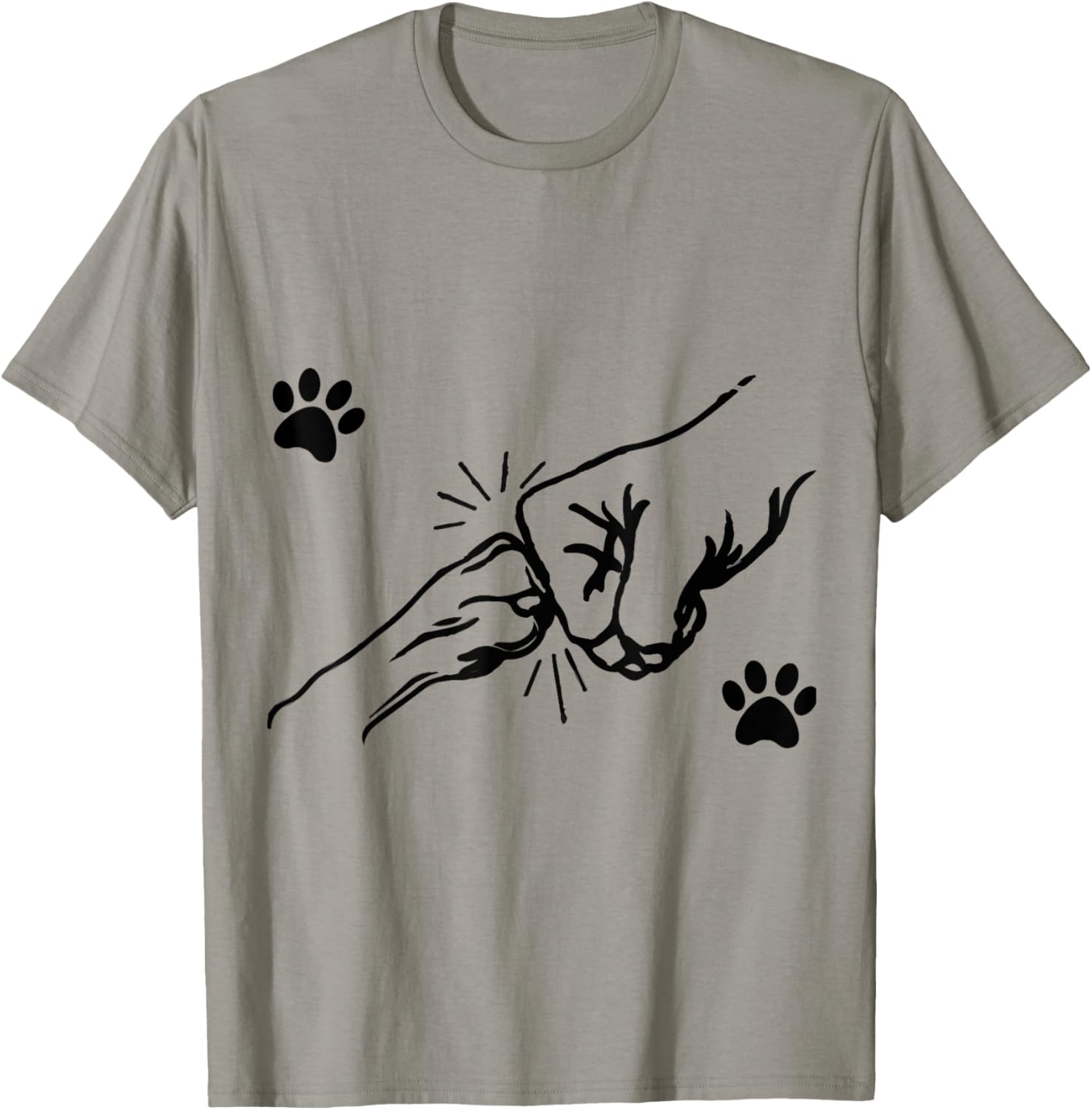 Dog Paw Fist Bump Best Friend Pet Designs Women Dog Lovers Grey Small Modern Graphic T-Shirt