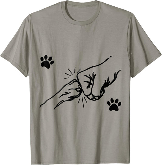 Dog Paw Fist Bump Best Friend Pet Designs Women Dog Lovers Grey Small Modern Graphic T-Shirt
