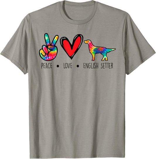 English Setter Mom Dad Tie Dye Dog Paw Lover T-Shirt