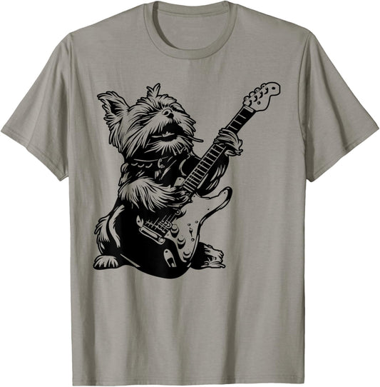 Dog Guitarist Guitar - Yorkie Dad Mom T-Shirt for Men Women