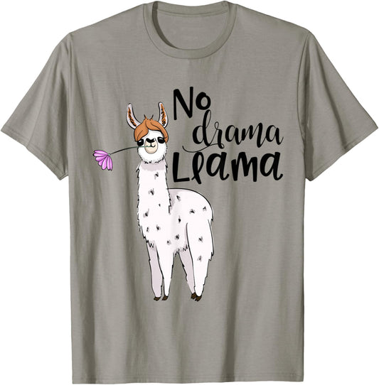 Drama Llama Cute Funny Llama with Flower Design T-Shirt