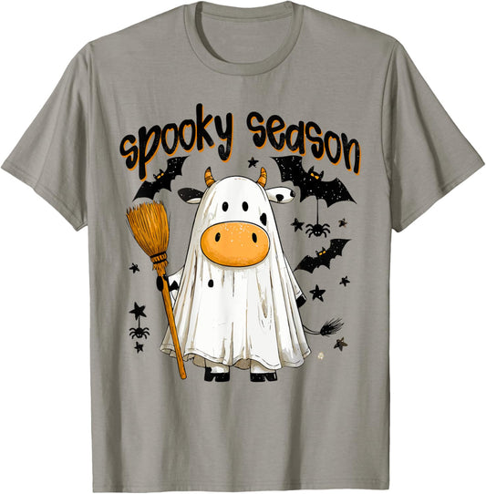 Funny Ghost Cow Halloween Animals Cow Lover Spooky Season T-Shirt
