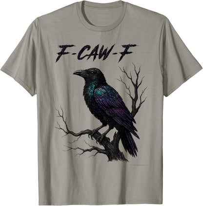 F-Caw-F Funny Raven Black Crow Spooky Season Halloween Retro T-Shirt