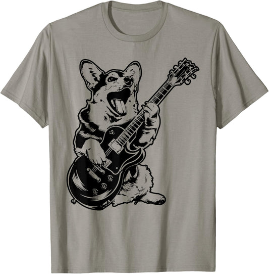 Dog Guitarist Guitar - Pembroke Welsh Corgi Dad Mom T-Shirt