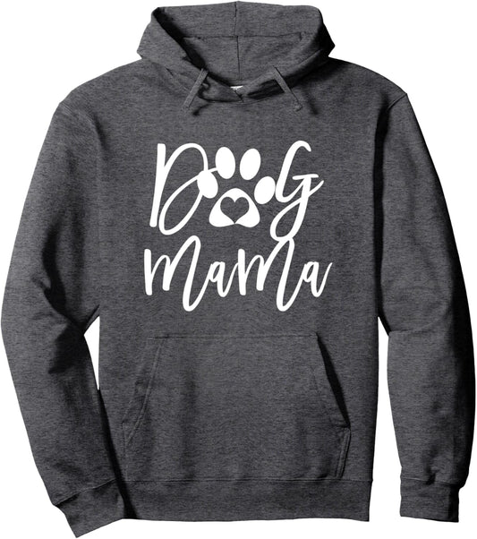 Dog Mama for Women Fur Mom Pawprint Heart Pullover Hoodie