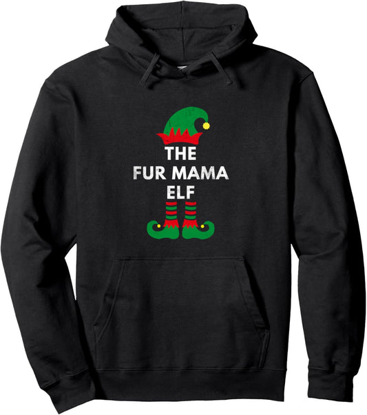 Elves Santa The Fur Mama Elf Christmas Matching Family Pullover Hoodie