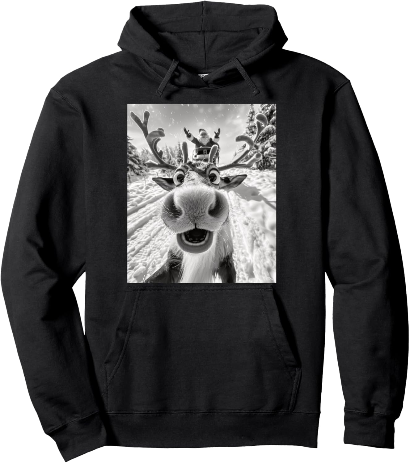 Funny Reindeer Selfie Christmas Pullover Hoodie